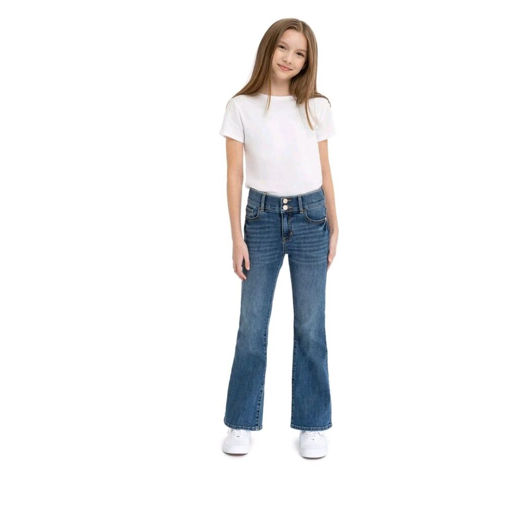 Jordache Girls High Rise Flare Jean, Size 6 Flare Strech Medium Enzyme